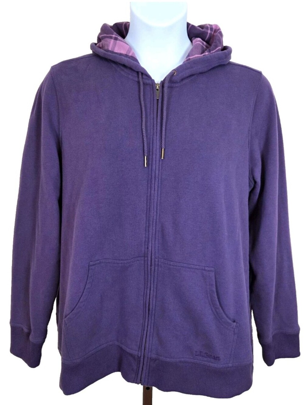 L.L.Bean 1912 Flannel Lined Zip Hoodie Sweatshirt Purple Plaid Women's 2X Plus